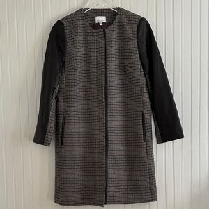 Judith & Charles Houndstooth Plaid Wool-Blend Coat